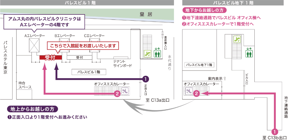 パレスビルへの経路